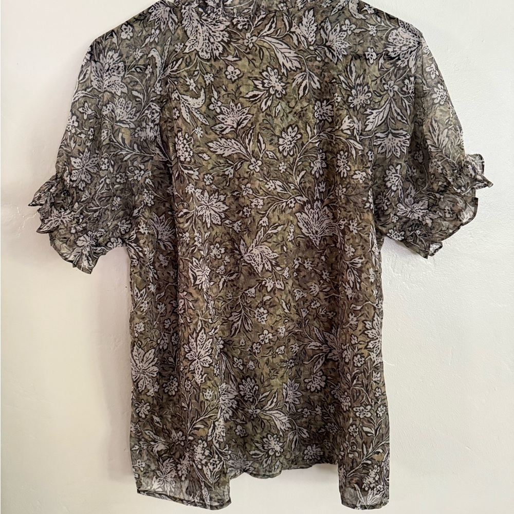 Floral Sheer Blouse - Green - Picture 4 of 4